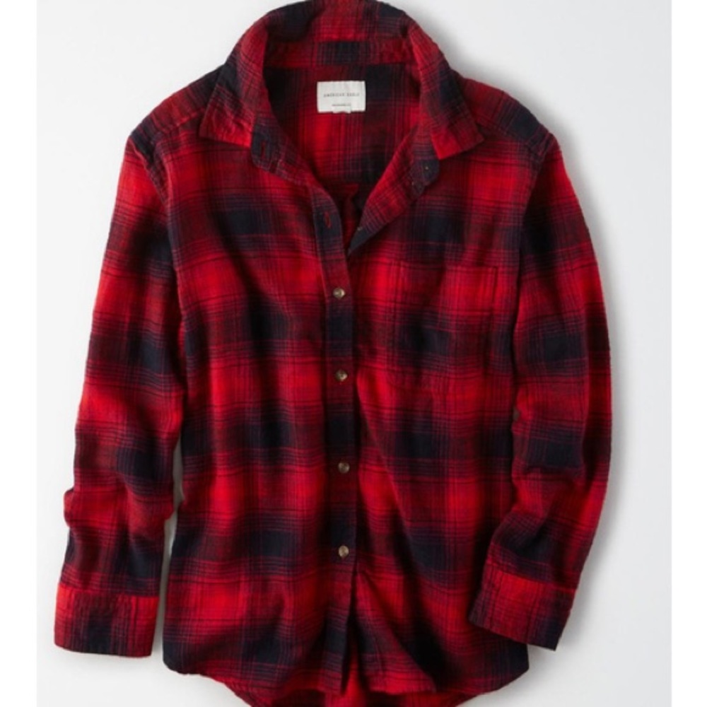 American Eagle Outfitters Destroyed Oversized Fit Button Down Fannel